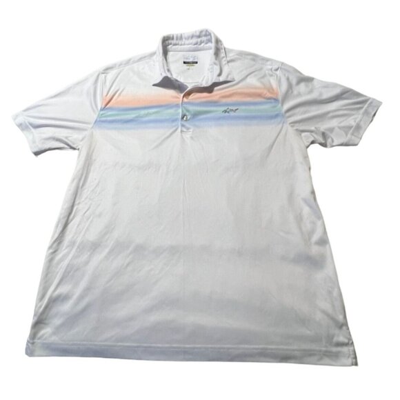 Greg Norman Play Dry Polo Shirt Men's Large Ombre Chest Multi Colored Stretch Ex - Picture 1 of 6